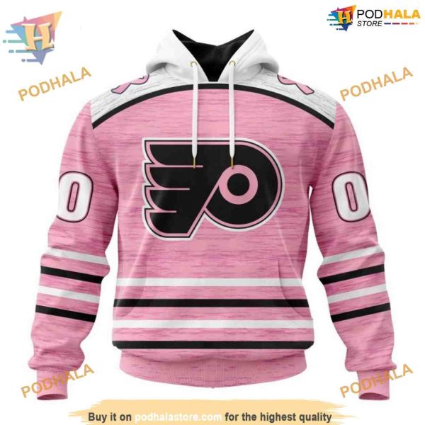 Custom Pink Fight Breast Cancer Design NHL Philadelphia Flyers Hoodie 3D