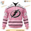 Custom Pink Fight Breast Cancer Design NHL Tampa Bay Lightning Hoodie 3D