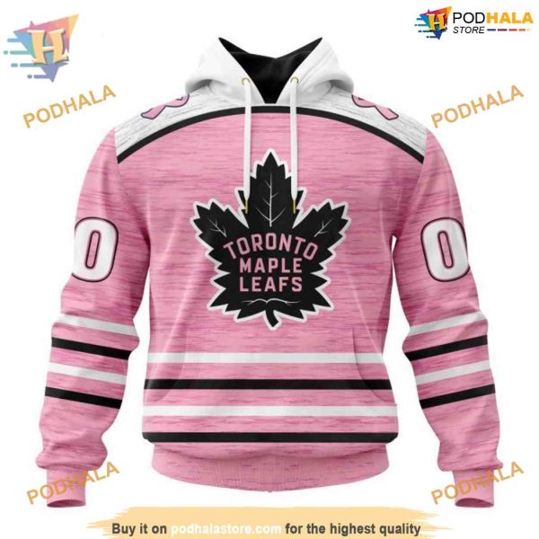 Custom Pink Fight Breast Cancer Design NHL Toronto Maple Leafs Hoodie 3D