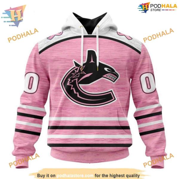 Custom Pink Fight Breast Cancer Design NHL Vancouver Canucks Hoodie 3D