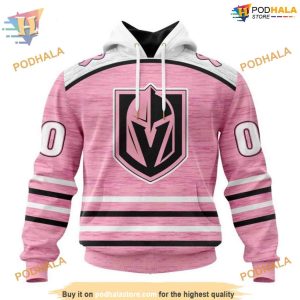 Custom Pink Fight Breast Cancer Design NHL Vegas Golden Knights Hoodie 3D