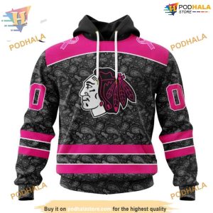 Custom Pink In The Rink Fight Breast Cancer NHL Chicago Blackhawks Hoodie 3D