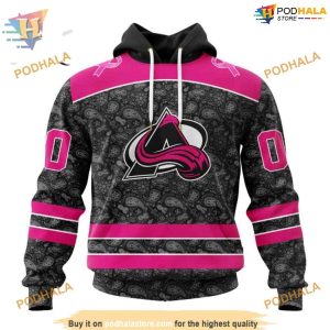 Custom Pink In The Rink Fight Breast Cancer NHL Colorado Avalanche Hoodie 3D