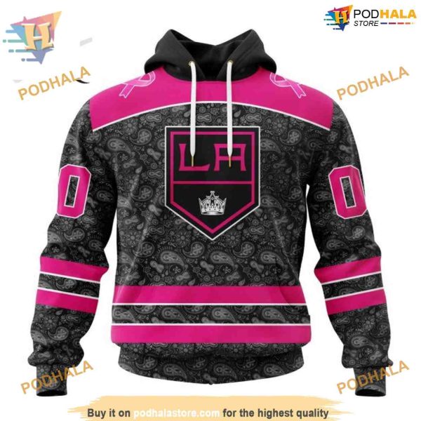 Custom Pink In The Rink Fight Breast Cancer NHL Los Angeles Kings Hoodie 3D