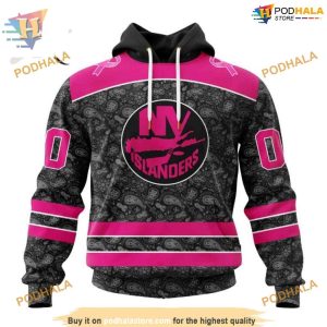 Custom Pink In The Rink Fight Breast Cancer NHL New York Islanders Hoodie 3D