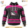 Custom Pink In The Rink Fight Breast Cancer NHL New York Rangers Hoodie 3D