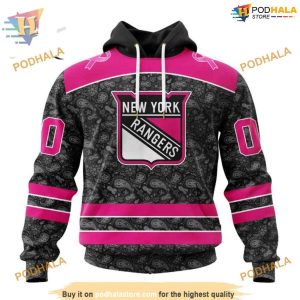 Custom Pink In The Rink Fight Breast Cancer NHL New York Rangers Hoodie 3D