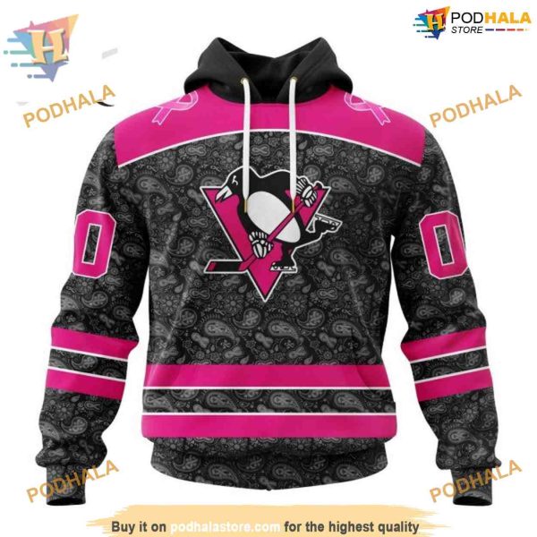 Custom Pink In The Rink Fight Breast Cancer NHL Pittsburgh Penguins Hoodie 3D