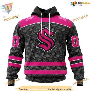 Custom Pink In The Rink Fight Breast Cancer NHL Seattle Kraken Hoodie 3D