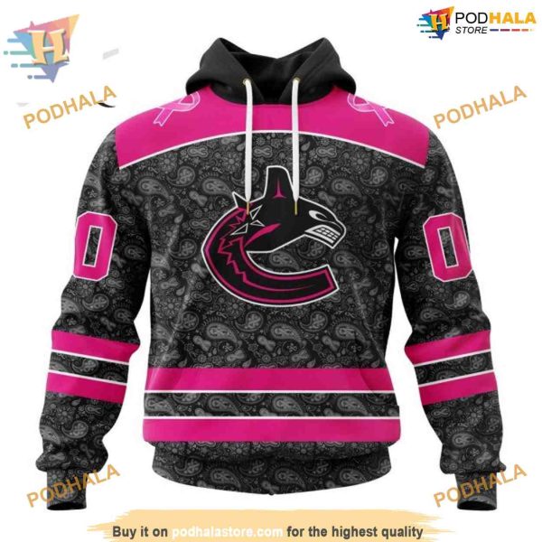 Custom Pink In The Rink Fight Breast Cancer NHL Vancouver Canucks Hoodie 3D