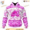 Custom Pink October Breast Cancer Awareness Month NHL Colorado Avalanche Hoodie 3D