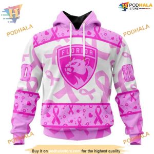 Custom Pink October Breast Cancer Awareness Month NHL Florida Panthers Hoodie 3D