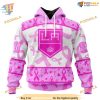 Custom Pink October Breast Cancer Awareness Month NHL Los Angeles Kings Hoodie 3D