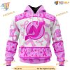 Custom Pink October Breast Cancer Awareness Month NHL New Jersey Devils Hoodie 3D