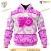 Custom Pink October Breast Cancer Awareness Month NHL Philadelphia Flyers Hoodie 3D