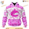 Custom Pink October Breast Cancer Awareness Month NHL Vancouver Canucks Hoodie 3D