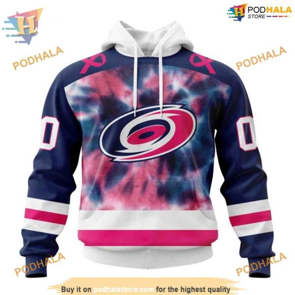 Custom Pink October Fight Breast Cancer NHL Carolina Hurricanes Hoodie 3D