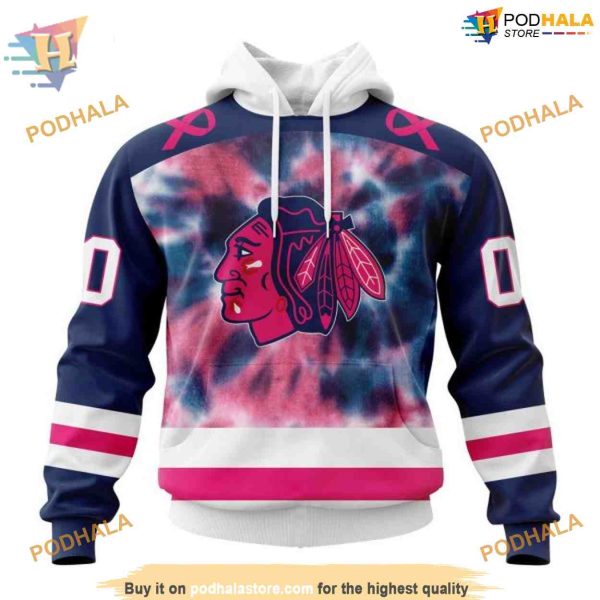 Custom Pink October Fight Breast Cancer NHL Chicago Blackhawks Hoodie 3D