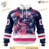 Custom Pink October Fight Breast Cancer NHL Columbus Blue Jackets Hoodie 3D