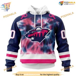 Custom Pink October Fight Breast Cancer NHL Minnesota Wild Hoodie 3D