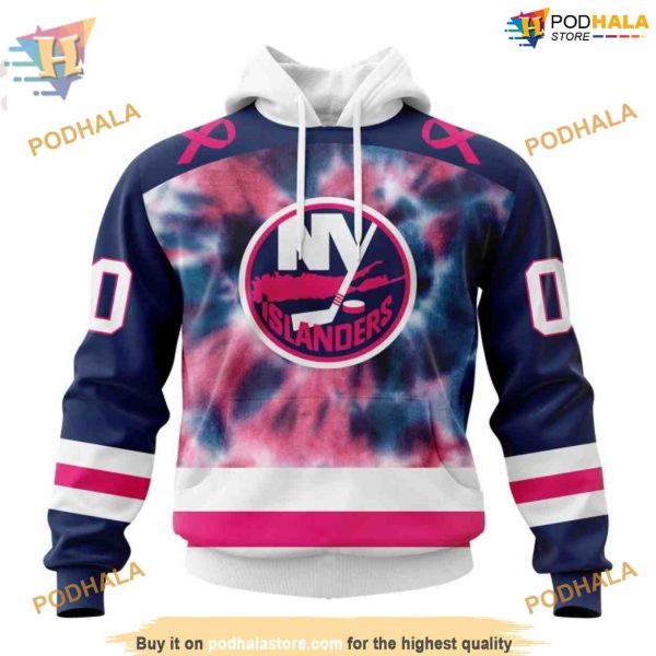 Custom Pink October Fight Breast Cancer NHL New York Islanders Hoodie 3D