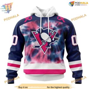 Custom Pink October Fight Breast Cancer NHL Pittsburgh Penguins Hoodie 3D