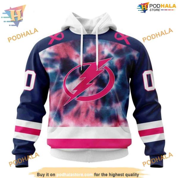 Custom Pink October Fight Breast Cancer NHL Tampa Bay Lightning Hoodie 3D