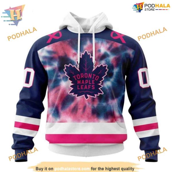 Custom Pink October Fight Breast Cancer NHL Toronto Maple Leafs Hoodie 3D