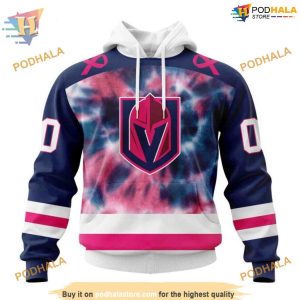 Custom Pink October Fight Breast Cancer NHL Vegas Golden Knights Hoodie 3D