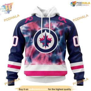 Custom Pink October Fight Breast Cancer NHL Winnipeg Jets Hoodie 3D