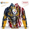 Custom Pittsburgh Steelers Demon Face American Flag Shirt NFL Hoodie 3D