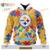 Custom Pittsburgh Steelers Special Autism Puzzle Game Stripes Design NFL Hoodie 3D