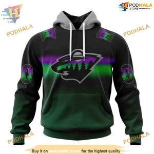 Custom Retro Gradient Design NHL Minnesota Wild Hoodie 3D