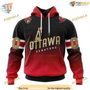 Custom Retro Gradient Design NHL Ottawa Senators Hoodie 3D