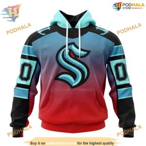 Custom Retro Gradient Design NHL Seattle Kraken Hoodie 3D