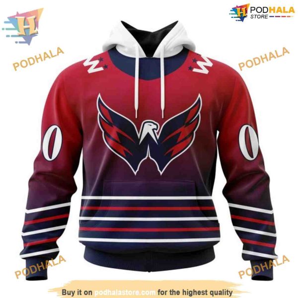 Custom Retro Gradient Design NHL Washington Capitals Hoodie 3D