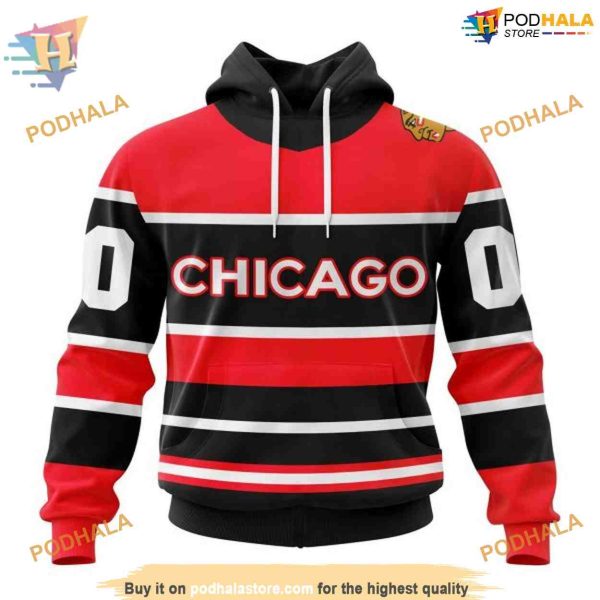 Custom Reverse Retro 2023 NHL Chicago Blackhawks Hoodie 3D