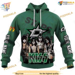 Custom Reverse x Kiss Band NHL Dallas Stars Hoodie 3D Shirt