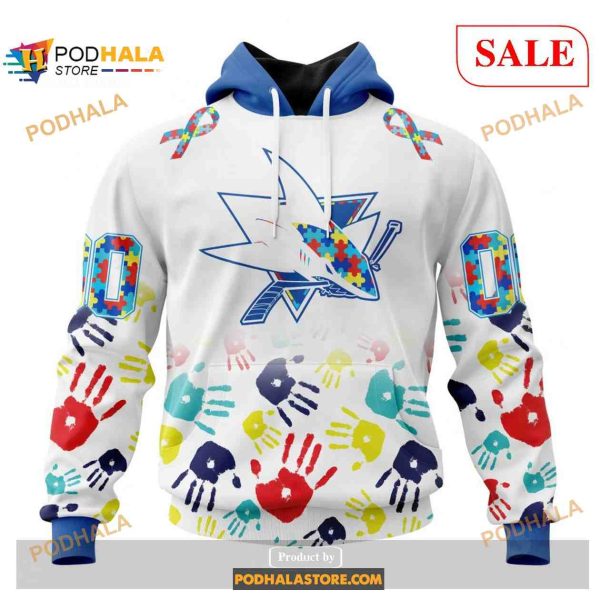 Custom San Jose Sharks Autism Awareness Design NHL Shirt Hoodie 3D