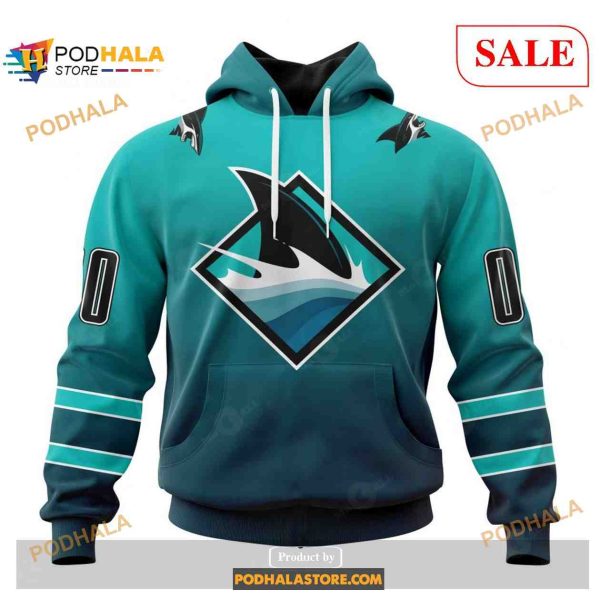 Custom San Jose Sharks Retro Gradient Design NHL Shirt Hoodie 3D