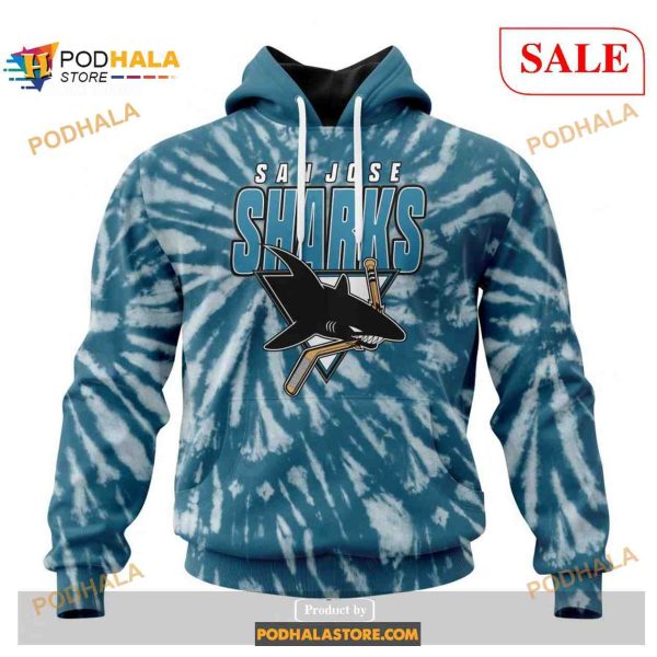 Custom San Jose Sharks Retro Vintage Tie Dye NHL Shirt Hoodie 3D