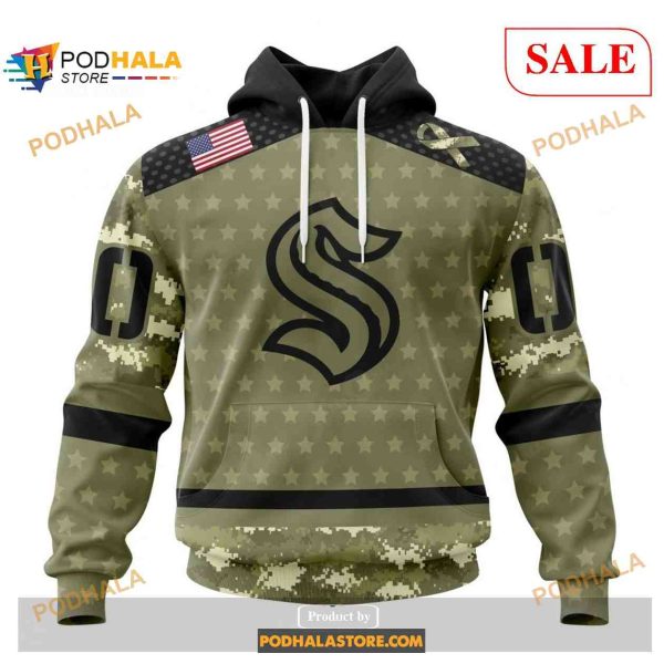 Custom Seattle Kraken Camo Military Appreciation NHL Shirt Hoodie 3D