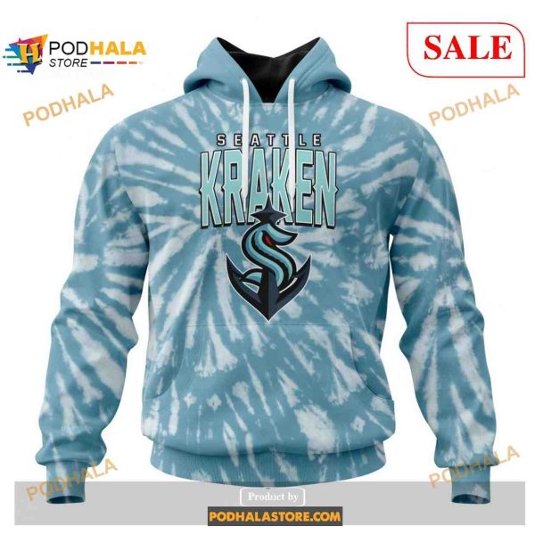 Custom Seattle Kraken Retro Vintage Tie Dye NHL Shirt Hoodie 3D