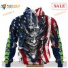 Custom Seattle Seahawks Demon Face American Flag Shirt NFL Hoodie 3D