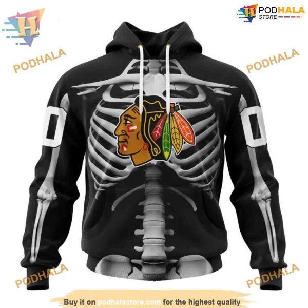 Custom Skeleton Costume For Halloween NHL Chicago Blackhawks Hoodie 3D