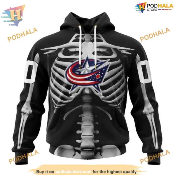 Custom Skeleton Costume For Halloween NHL Columbus Blue Jackets Hoodie 3D