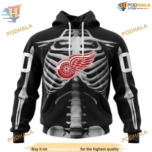 Custom Skeleton Costume For Halloween NHL Detroit Red Wings Hoodie 3D