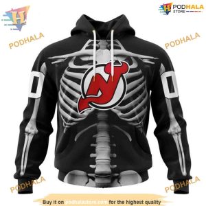 Custom Skeleton Costume For Halloween NHL New Jersey Devils Hoodie 3D