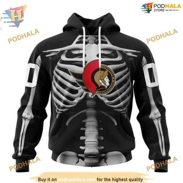 Custom Skeleton Costume For Halloween NHL Ottawa Senators Hoodie 3D