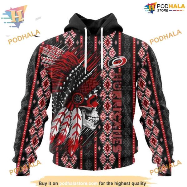 Custom Skull Native Design NHL Carolina Hurricanes Hoodie 3D Sweatshirt